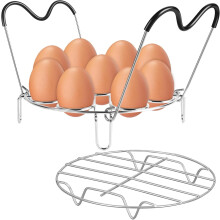9-Hole Egg Steamer Rack with Heat-Resistant Silicone Handles, Compatible with 6/8-Quart Pressure Cookers & Instant Pot
