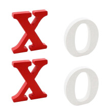 Comhartha adhmaid XOXO Valentine - Dearg & Bán