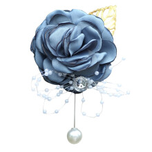 6PCS Rose Wrist Corsage Boutonniere Fine Workmanship Rhinestone Corsage Elegant Wedding Flower Accessories,Corsage Lake Blue