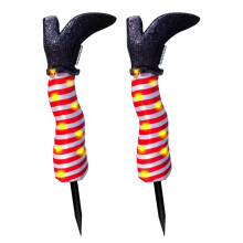Piquets de jardin en forme de jambes de sorcière à l'envers pour Halloween, décoration extérieure pour pelouse (rouge, 2 pièces), compatibles