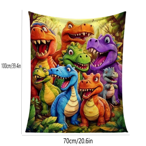 Dinosaur flanneltæppe - Blødt helårs børnetæppe