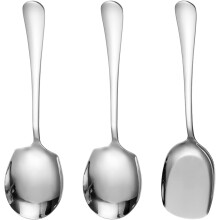 3-Pc Stainless Steel Serving Spoon Set, Long Handle, Compatible with Home/Kitchen/Restaurant (Silver, 8.2"x2.3")
