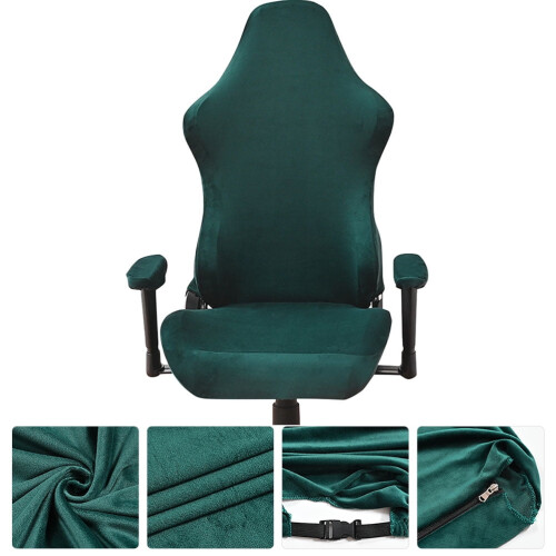 Capa elástica para cadeira com zíper, verde escuro