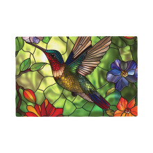 Set van 4 placemats met kolibrie-motief en glas-in-loodmotief, 45,7 x 30,5 cm