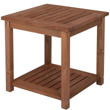 18" Outdoor Patio Wood Square Side Table for Deck, Garden, Porch, Pool, Natural