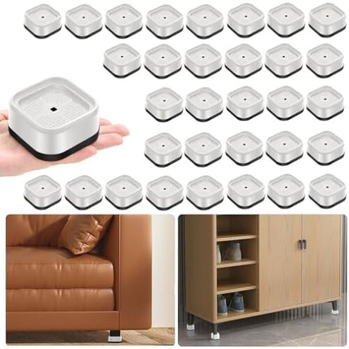 Conjunto de 32 elevadores de móveis de plástico ajustáveis