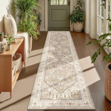 Alfombra de pasillo estilo bohemio vintage de 90 x 240 cm, pelo corto, imitación de lana.