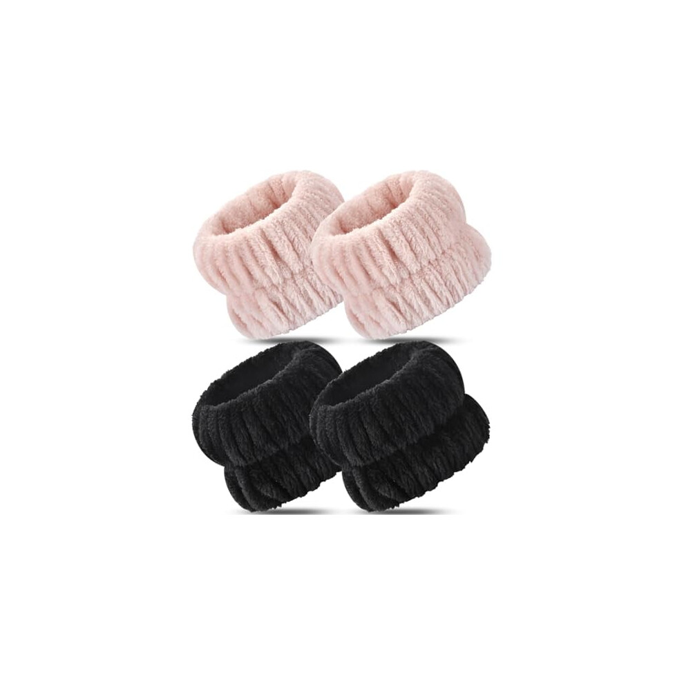 Coral 4-Pack Face Washing Wrist Bands Â Absorbent Velvet