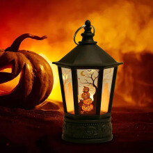 Halloween decoraties, lantaarns, vlamloze LED-kaarsen voor Halloween, pompoen, skelet, heks, kasteel, Halloween decoratie, hangende lantaarns, A