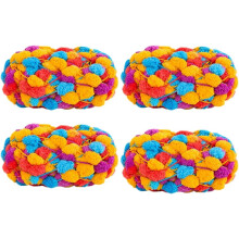 4 Rolls 600g Pomp-A-Doodle Yarn,100% Polyester Jelly Bean POM-POM Ball Yarn for Crochet Knitting Blanket Mat Pet Nest