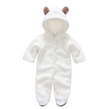 Éadaí Naíonán Buachaillí Cailíní Dath Plush Gleoite Cluasa Béar Geimhridh Coinnigh Te Jumpsuit Romper do Chailín Leanbh 3-6 Mhí Bán2023Deal
