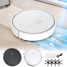 Zelfopladende robotstofzuiger voor huishoudelijk gebruik, 3-in-1: dweilrobot met programmeerfunctie, wifi/app en vloerveegfunctie, wit