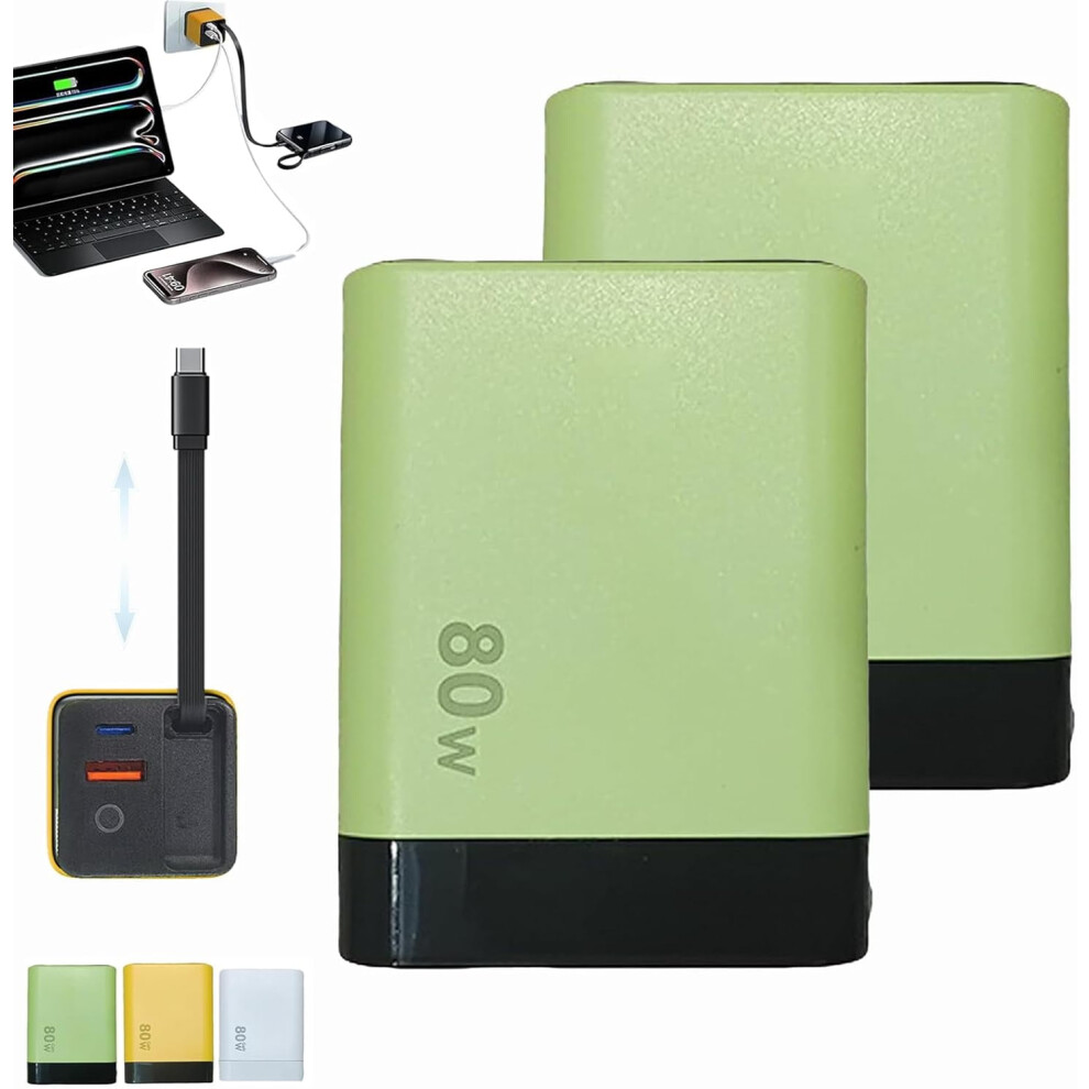 3-In-1 80W Max Retractable Charger - 60Cm Type-C Cable & 2 Usb Ports, Fast Charging For Smartphones, Tablets & Laptops 9180479631927