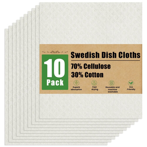 Confezione da 10 strofinacci svedesi riutilizzabili