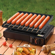 8-rørs pølsebagergrillpande, non-stick, 30,5x23 cm, hurtig og jævn opvarmning, bærbar til hjemme-/udendørs-/kommerciel brug