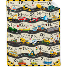 Couverture Alphabet Camion Cadeau pour Enfants et Adolescents – Couverture éducative sur le thème des véhicules, 127 x 152 cm, idéale pour les