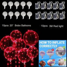 Lot de 10 ballons Bobo lumineux LED de 50 cm avec guirlande lumineuse, transparents – Décoration anniversaire/mariage/Noël/remise de diplômes, 2