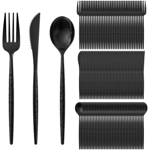 Set di posate usa e getta resistenti rosa da 360 pezzi