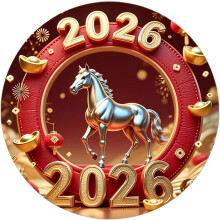 Autocollant magnétique 2D Cheval – Aimant de réfrigérateur Fête du Printemps 2026, compatible réfrigérateur/porte/mur/bureau (1 pièce - L)