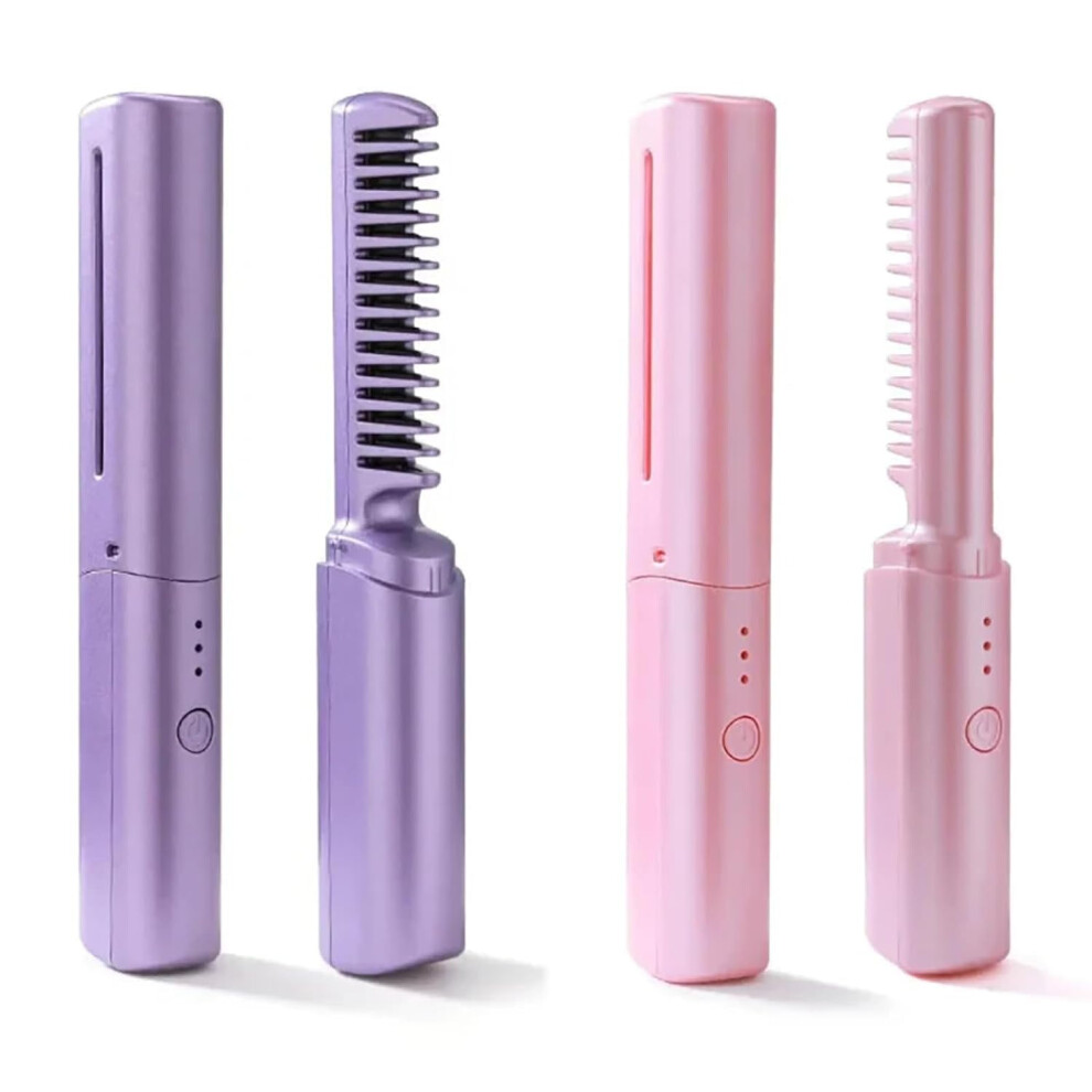 Ceramic Hairdressing Comb â USB Rechargeable, 3 Heat Settings (130C/160C/180C), Frizz-Free & Travel-Friendly