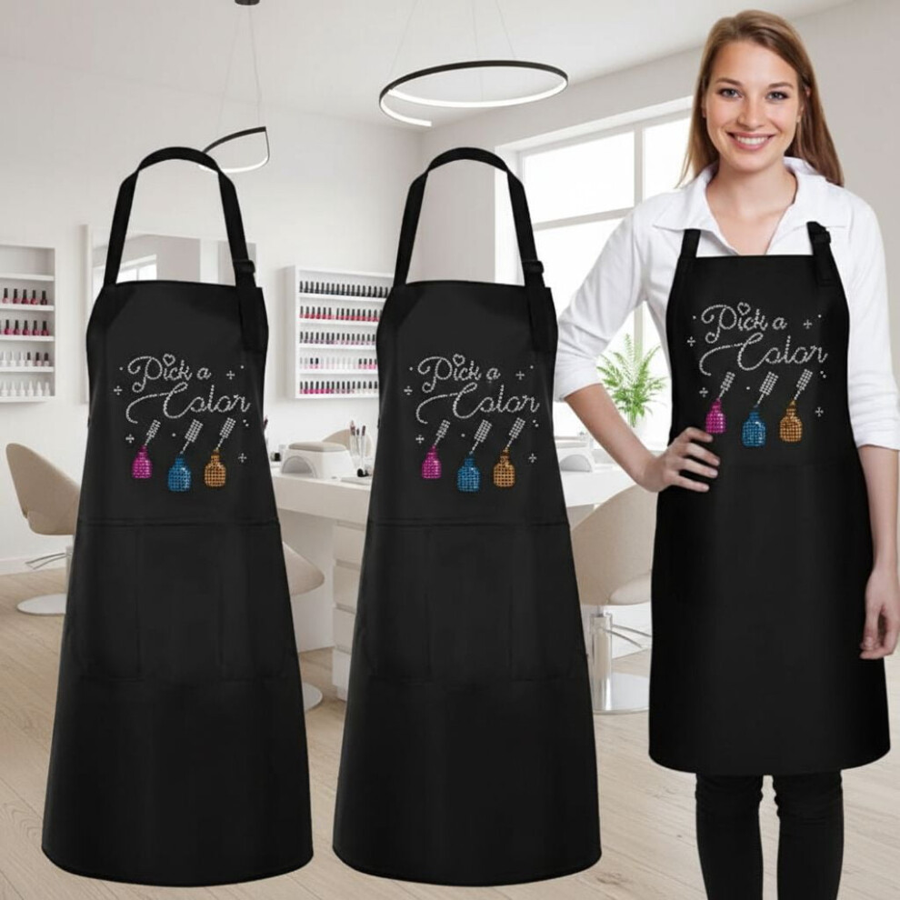 2 Pcs Nail Salon Gift Nail Tech Apron With Pocket Cosmetology Bib For Manicurist Technician Artist Cafes Kitchen 9557311293573