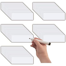 Suchościeralne magnetyczne etykiety imienne (1x3", 100 szt.), wodoodporne i wielokrotnego użytku, do tablicy suchościeralnej, lodówki, biura –