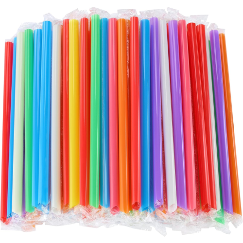 300 pailles géantes pour smoothies, 24 cm x 1 cm, multicolores
