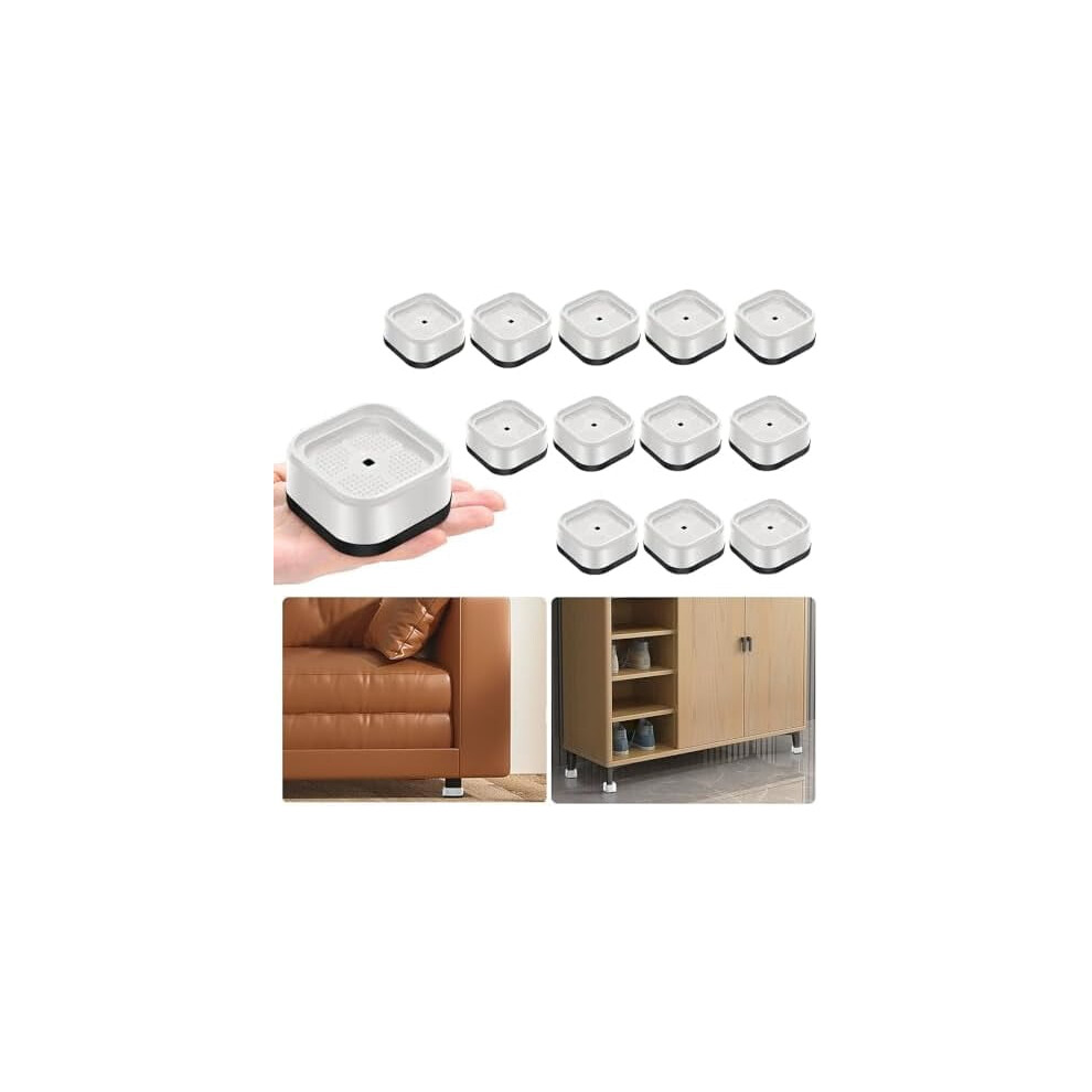 12-Pack Adjustable Bed Risers, 1"-3" Height, Stackable Heavy-Duty Furniture Lifts For Beds, Desks, Sofas, Chairs Â White 9557311792748