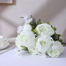 Buquê de peônias artificiais de seda – 13 hastes para decoração de casamento