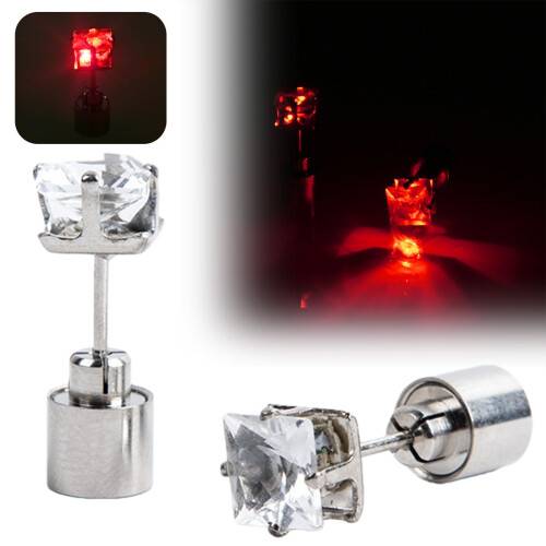 Vierkante LED-oorbellen voor stellen, rood