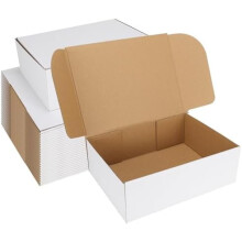 12x9x4 Shipping Boxes Set of 25, White Corrugated Cardboard Mailer Box for Packing Small Business