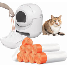 120 Pack Cat Litter Bags with Drawstring, Compatible with Litter Robot 3 & 4, Self Cleaning Cat Litter Box Liners, 10-12 Gallons