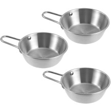 Conjunto de 3 tigelas coreanas de aço inoxidável com alças.