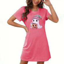 Damespyjama met Halloweenprint in grote maten | Zachte pyjamajurk voor lange vrouwen | Comfortabele pyjamaset voor thuis, maat S-2XL