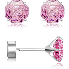Hypoallergenic G23 Titanium Flat Back Studs w/ Rose Cut CZ – 20G F136 Implant Grade, Compatible with Sensitive Ears