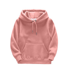 Kids Child Toddler Boys Girls Solid Long Sleeve Patchwork Hooded Thickened Warm Sweatshirt Pullover Blouse Tops Outfits Clothes Z1-Pink 6-8 T