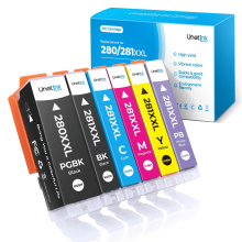 Cartouches d'encre compatibles de remplacement pour Canon PGI-280XXL/CLI-281XXL (paquet de 6) – Compatibles avec les imprimantes TS8120, TS9120,