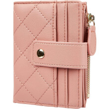 Women's Cute Leather Card Holder Small Compact Bifold Wallet with Zip Coin Pocket