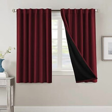 100% Blackout Curtains with Black Liner, Thermal Insulated, Burgundy, 2 Panels, 54", Back Tab/Rod Pocket – Compatible with Standard Rods