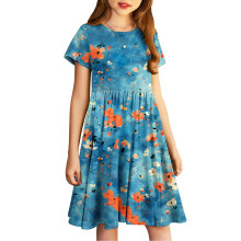 Elegantes Vintage-Blumenmädchenkleid mit kurzen Ärmeln, A-Linien-Schnitt und Falten für festliche Anlässe, ideal für Hochzeiten und andere