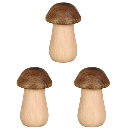 3Pièces Porte-Cure-Dents Maison Bois Marron Style Champignon 2