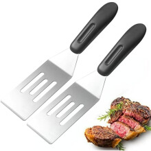 Grillspatel aus Edelstahl – Flache Kante, hitzebeständig