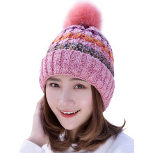 Womens Cable Knitted Bobble Winter Warm Slouchy Pom Pom Ski Beanie Hat Cap