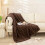 Sherpa Throw Blanket Brown 50"x65" Super Soft Thick Plush 1