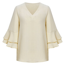 Casual damestops met ruchesmouwen, uitlopende korte mouwen, ronde hals, losse effen tuniek T-shirts