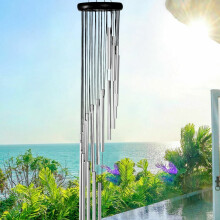 Carillon éolien de 89 cm (35 pouces) à 18 tubes, son grave et profond, idéal pour la décoration de jardin, terrasse ou balcon.