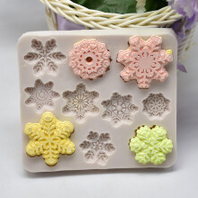 10PCS Snowflake Epoxy Silicone Mold Chocolate Candy Mold Christmas DIY Baking Gray Silicone