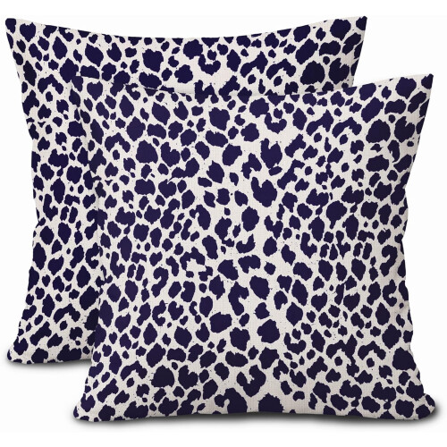 Fețe de pernă din in cu model ghepard, 45x45 cm