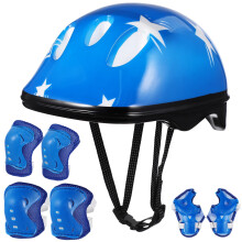 YEAHIBABY Kids Skating Protective Gear Blue Sponge Plastic 7Pcs in 1 Set