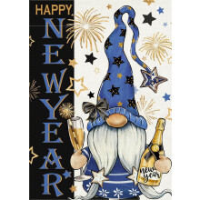 Gnome Garden Flag Fireworks Sininen Kulta 12,5x18 Tuumaa